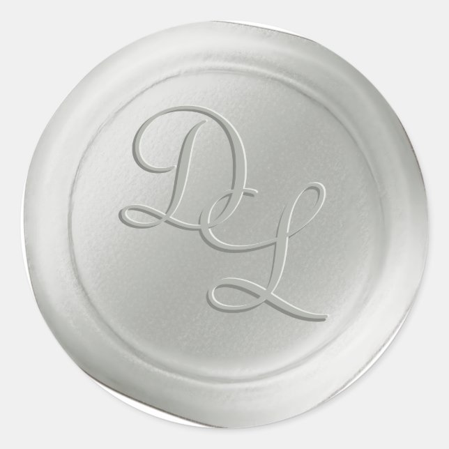 Ivory White 2 Letter Monogram Wax Seal Stickers (Front)