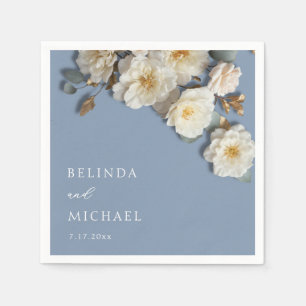 Ivory White 3D Roses Wedding Napkin