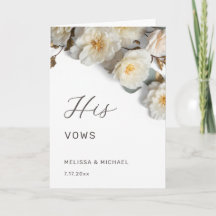 Ivory White 3D Roses Wedding Vow Card