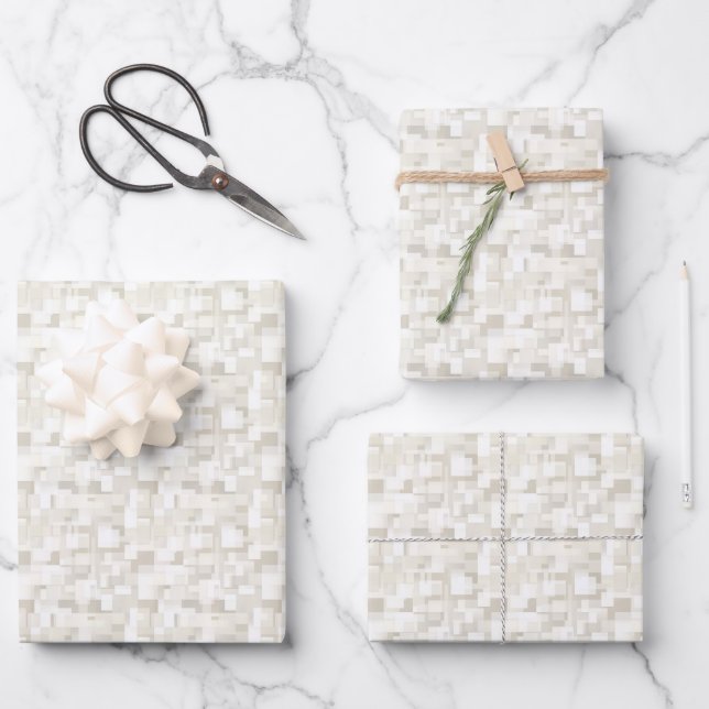 Ivory & White Abstract Wrapping Paper Sheet (Front)