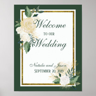 Ivory, White, and Juniper Watercolors Welcome Poster