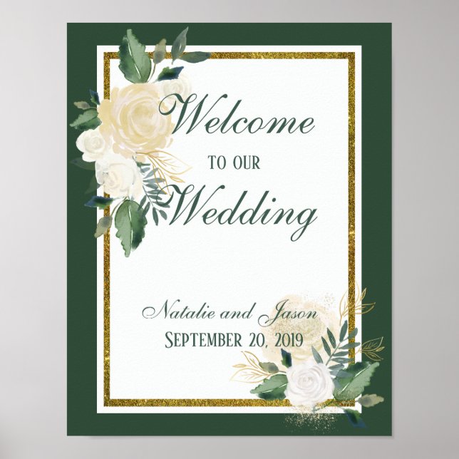 Ivory, White, and Juniper Watercolors Welcome Poster (Front)