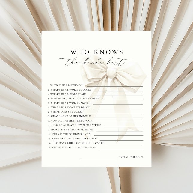 Ivory White Bow Who Knows the Bride Best Game (Creator Uploaded)