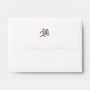 Ivory White & Burgundy Simple Floral Wedding Envelope