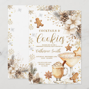 Ivory White Cocktails and Cookies Party Invitation