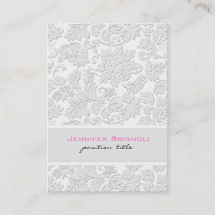 Ivory White Damasks Embossed Effect Business Card