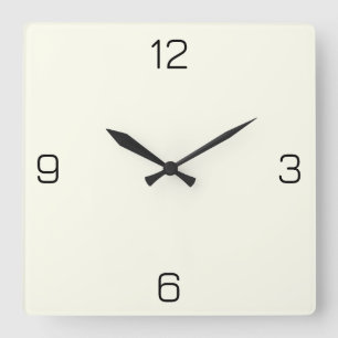 Ivory White FFFFF0 - Option to Add Name Square Wall Clock