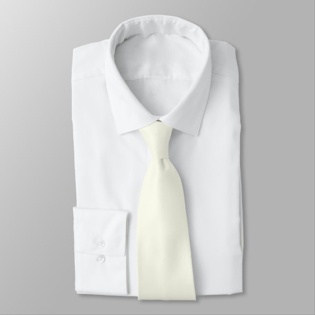 Ivory White FFFFF0 Solid Colour Design Tie (Tied)