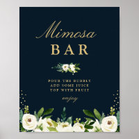 ivory white floral bridal shower mimosa bar sign