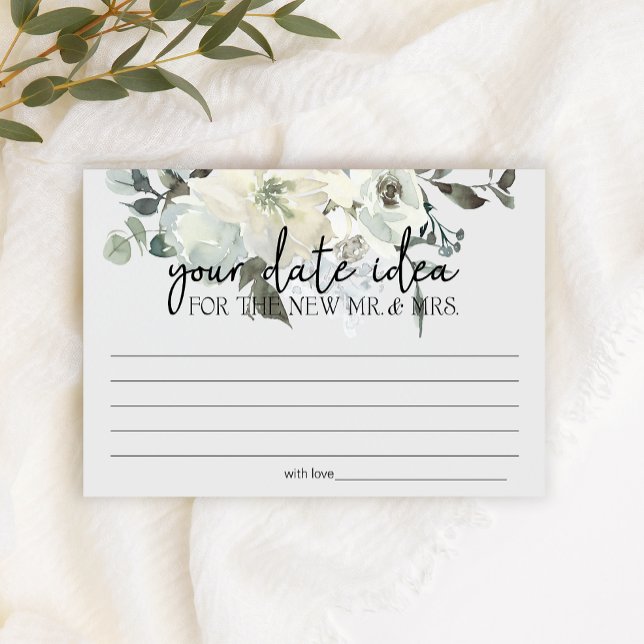 Ivory White Floral Date Night Idea Shower Game Stationery (Creator Uploaded)