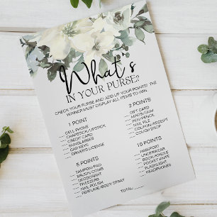 Ivory White Floral Game Whats In Your Purse Flyer