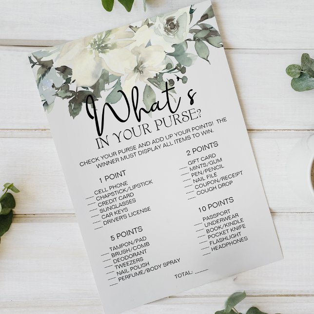 Ivory White Floral Game Whats In Your Purse Flyer (Creator Uploaded)