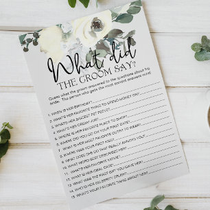 Ivory White Floral Game Would the Groom Say Flyer