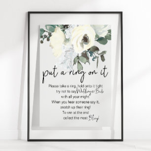 Ivory White Floral Put A Ring On It Game Poster