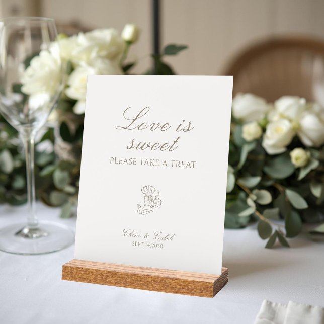 Ivory White | Floral Wedding Favour Table Top  Acrylic Sign (Creator Uploaded)