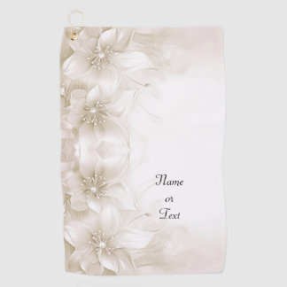 Ivory White Flowers Golf Towel