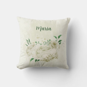 ivory white flowers greenery cushion