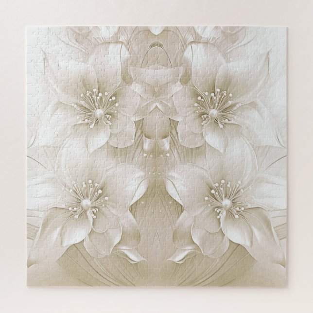 Ivory White Flowers Jigsaw Puzzle (Vertical)