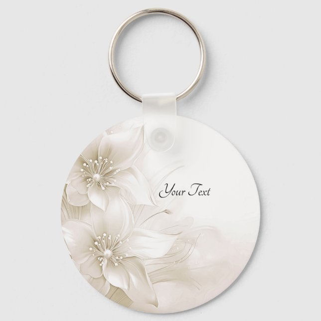 Ivory White Flowers Keychain (Front)