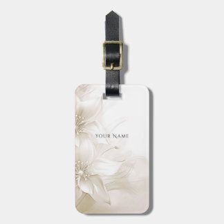 Ivory White Flowers Luggage Tag