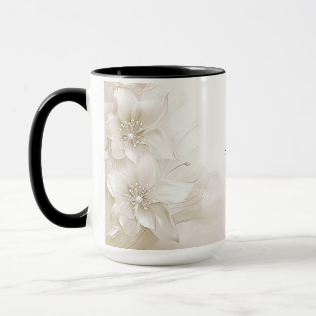 Ivory White Flowers Mug (Left)