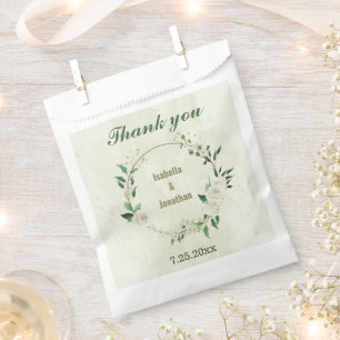 ivory white flowers wedding favour bag