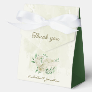 ivory white flowers wedding favour box