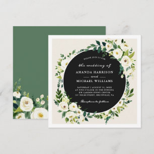 Ivory White Greenery Wedding Invitation