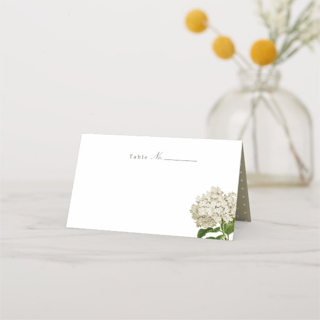 Ivory White Hydrangea Blank Place Card (Front)