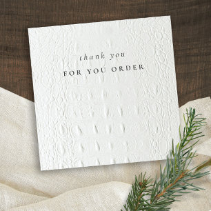 Ivory White Leather Texture Thank Your For Order Square Business Card
