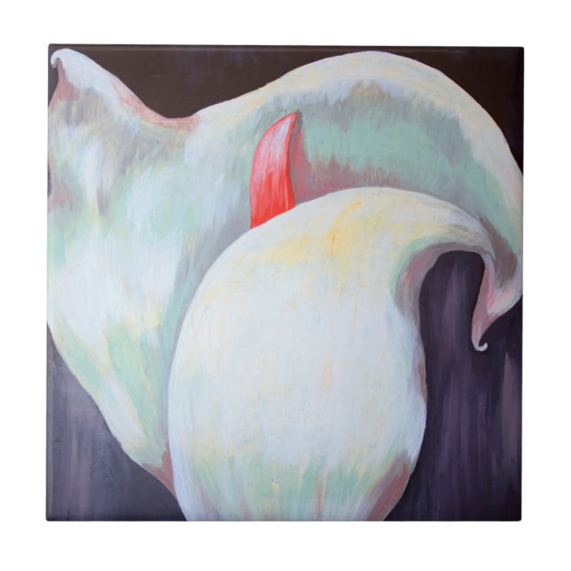 Ivory White Orchid With Lilac Lemon Hues Ceramic Tile (Front)