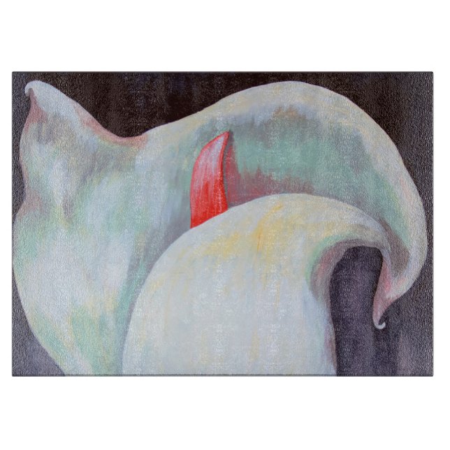 Ivory White Orchid With Lilac Lemon Hues Cutting Board (Front)