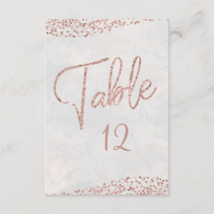 Ivory White & Rose Gold Glam Wedding Table Numbers