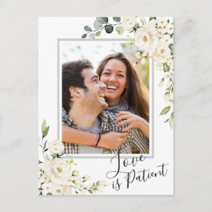 Ivory White Rose PHOTO Wedding Change of Plans Postcard