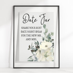 Ivory White Roses Floral Blooms Date Night Poster