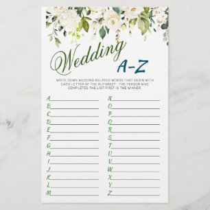Ivory White Roses Floral Bridal Shower Game