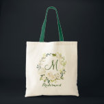 Ivory White Roses Floral Bridesmaid Tote Bag<br><div class="desc">Give your bridal party a tote bag that'll make them feel totally flattered! These totes come customized to say anything that you'd like. For further customization,  please click the "customize further" link and use our design tool to modify this template.</div>