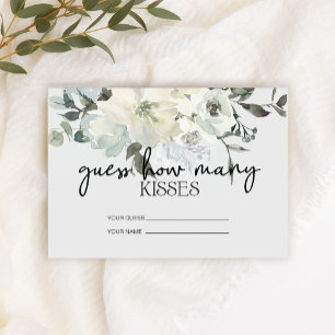 Ivory White Roses How Many Kisses Bridal Game Enclosure Card