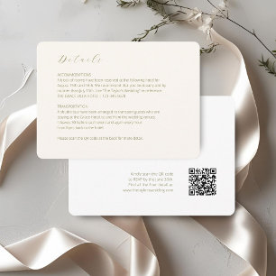 ivory & White Script Wedding Detail QR Code Enclosure Card