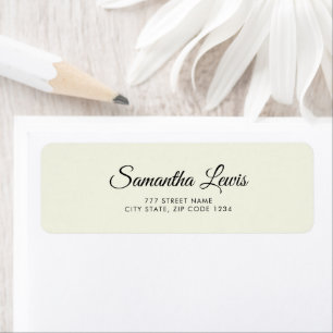 Ivory White Simple Elegant Script Return Address Label