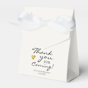 Ivory White Thank You For Coming Birthday Party Favour Box