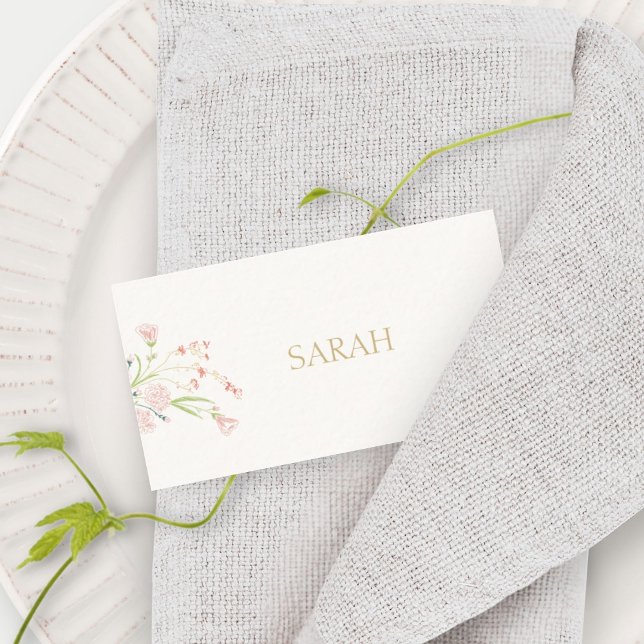 Ivory | Wildflower Wedding Escort Place Name  Card (Creator Uploaded)