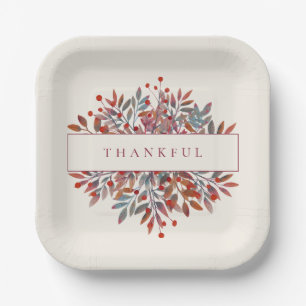 Ivory Wine Berries & Leaves Customisable Botanical Paper Plate