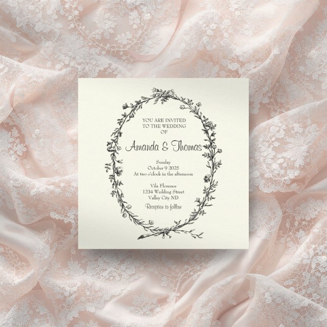 Ivory With Black Wreath Invitation (Creator Uploaded)