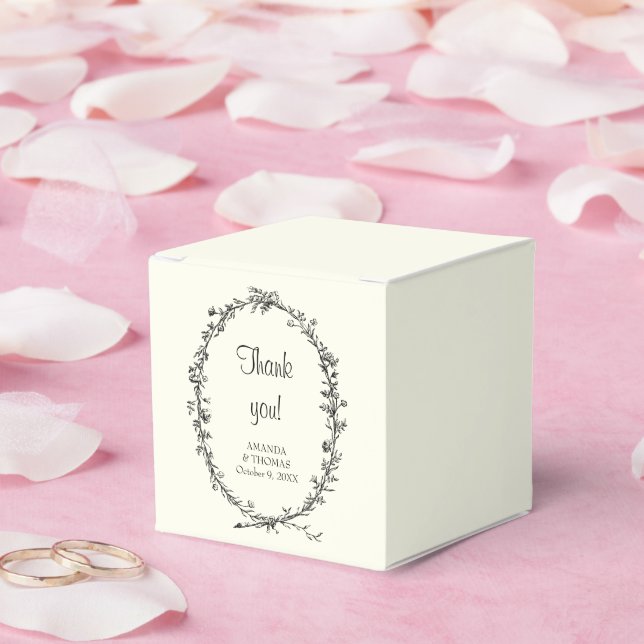 Ivory with rustic wreath chic elegant wedding  favour box (Wedding)