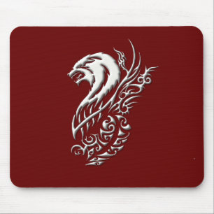 Ivory Wolf Burgundy Mousepad