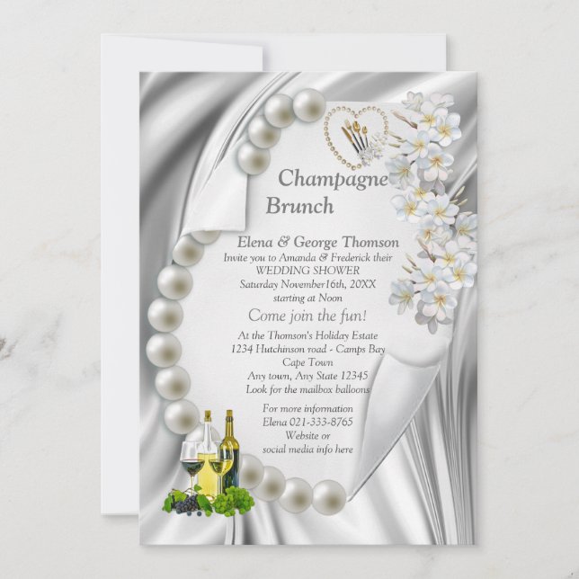 IvoryGreen,Blue,Gold Silk W-Shower Invitation (Front)