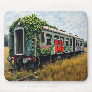 Ivy and Graffiti  Covered Abandoned Train  Mouse Pad