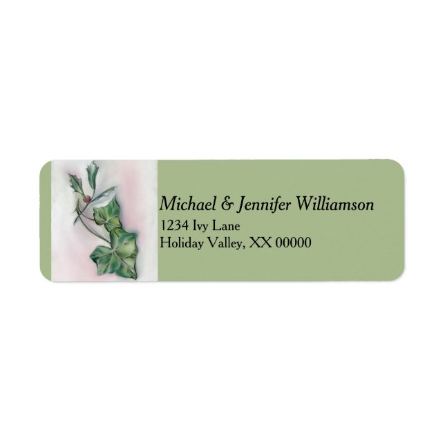 Ivy and Holly Christmas Return Address Label (Front)