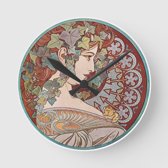 Ivy Art Nouveau Round Clock (Front)
